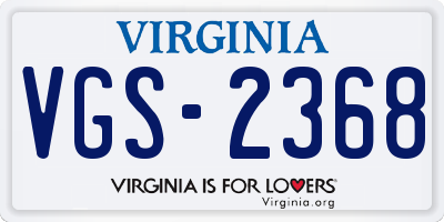 VA license plate VGS2368