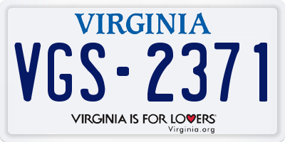 VA license plate VGS2371