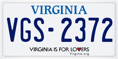 VA license plate VGS2372