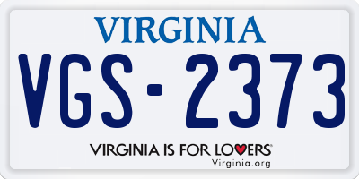 VA license plate VGS2373