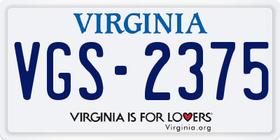 VA license plate VGS2375