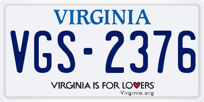 VA license plate VGS2376