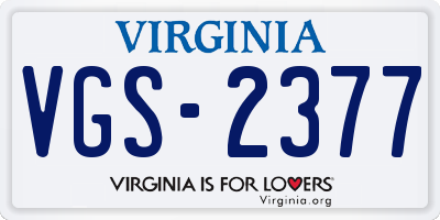 VA license plate VGS2377