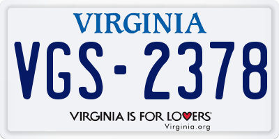 VA license plate VGS2378