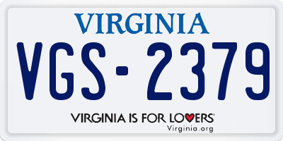 VA license plate VGS2379