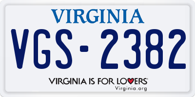 VA license plate VGS2382