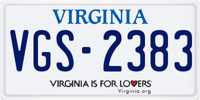 VA license plate VGS2383