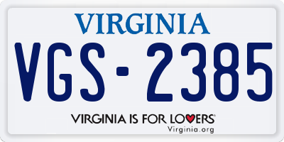 VA license plate VGS2385