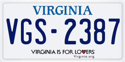 VA license plate VGS2387