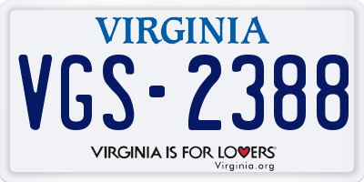 VA license plate VGS2388