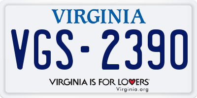 VA license plate VGS2390