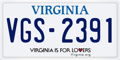 VA license plate VGS2391