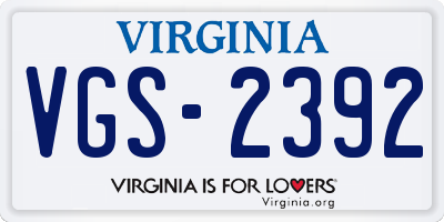 VA license plate VGS2392