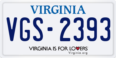 VA license plate VGS2393