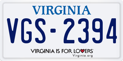 VA license plate VGS2394