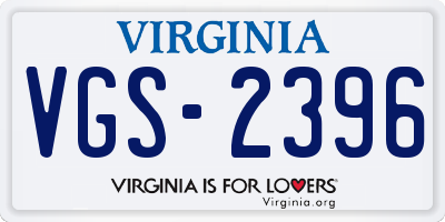 VA license plate VGS2396