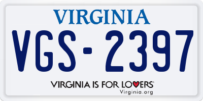 VA license plate VGS2397