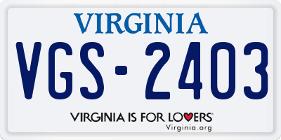 VA license plate VGS2403
