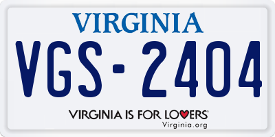 VA license plate VGS2404