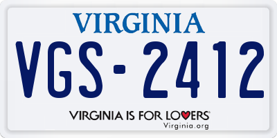 VA license plate VGS2412