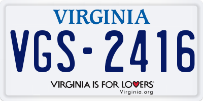 VA license plate VGS2416