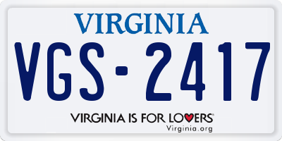 VA license plate VGS2417