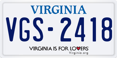 VA license plate VGS2418