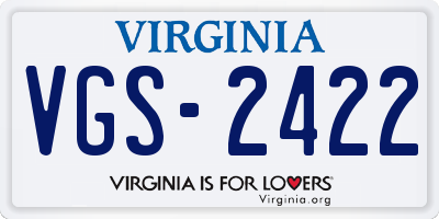 VA license plate VGS2422