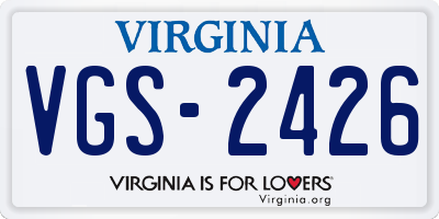 VA license plate VGS2426