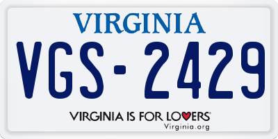 VA license plate VGS2429