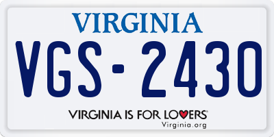 VA license plate VGS2430