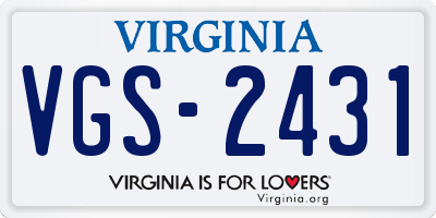 VA license plate VGS2431
