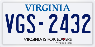 VA license plate VGS2432