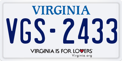 VA license plate VGS2433