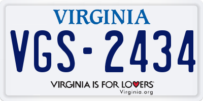 VA license plate VGS2434