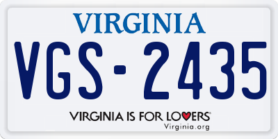 VA license plate VGS2435