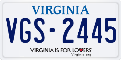 VA license plate VGS2445