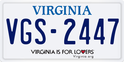 VA license plate VGS2447