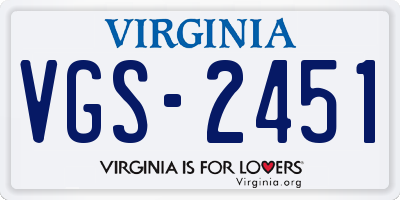 VA license plate VGS2451