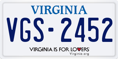 VA license plate VGS2452