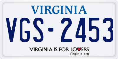 VA license plate VGS2453