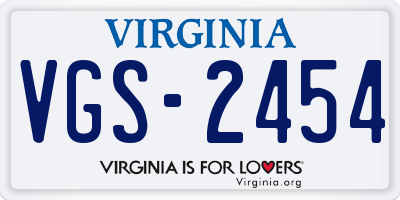 VA license plate VGS2454