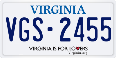 VA license plate VGS2455