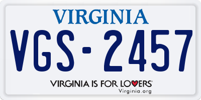 VA license plate VGS2457