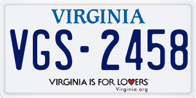 VA license plate VGS2458