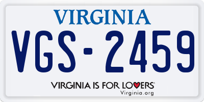 VA license plate VGS2459