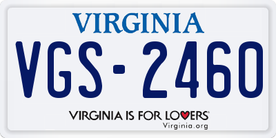 VA license plate VGS2460