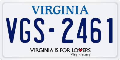 VA license plate VGS2461