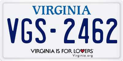 VA license plate VGS2462