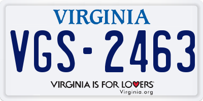 VA license plate VGS2463
